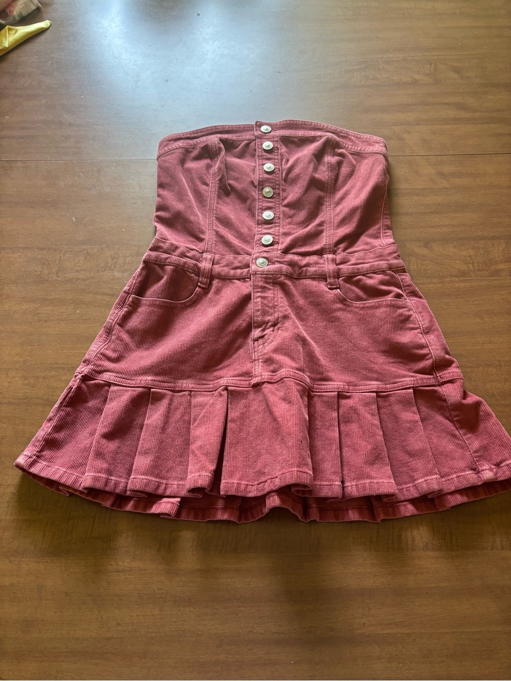 American Eagle Outfitters Strapless Pink Pleated Denim Dress size 4